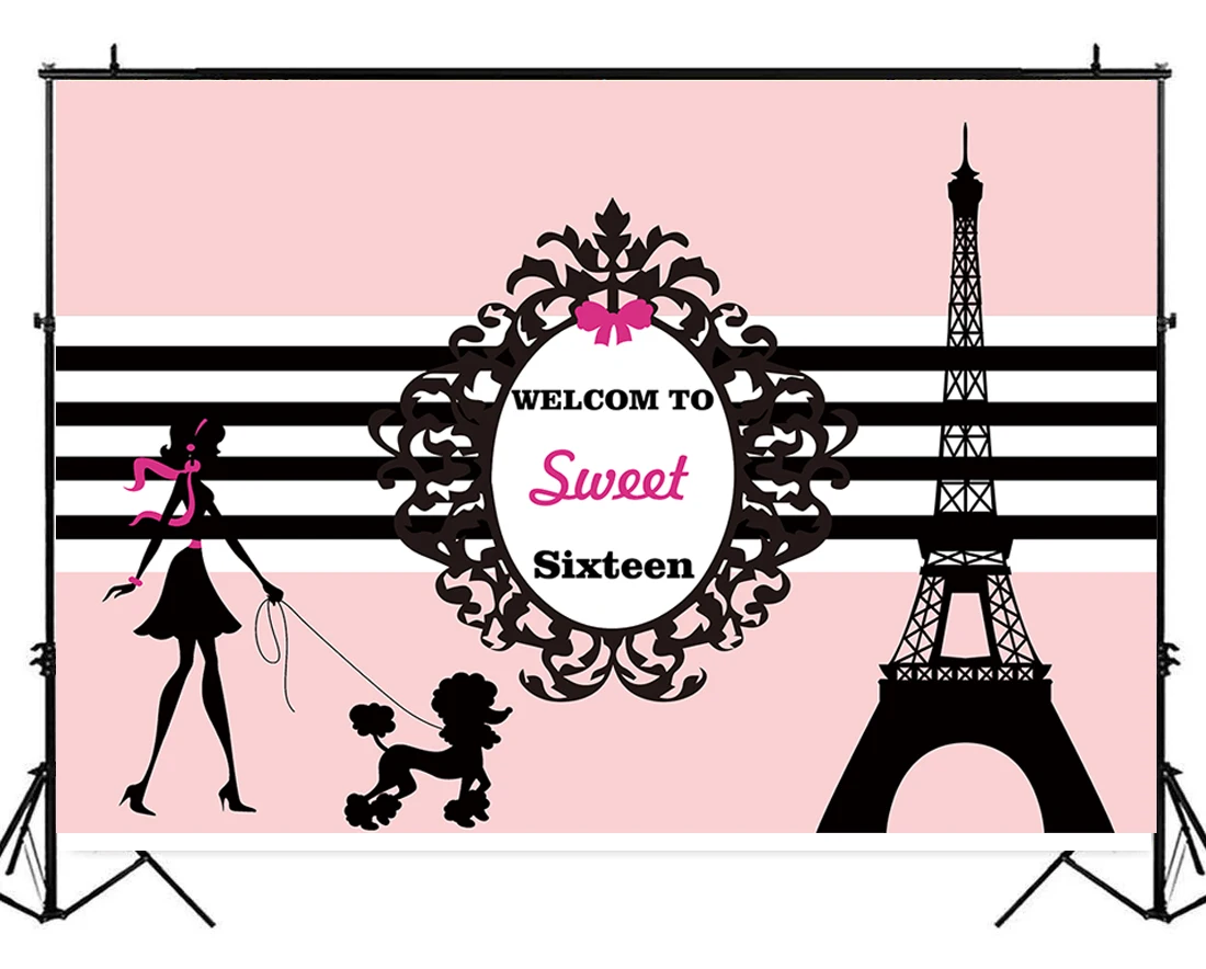 Фон для фотосъемки с изображением девушки 16 го Парижа на день рождения Эйфелева