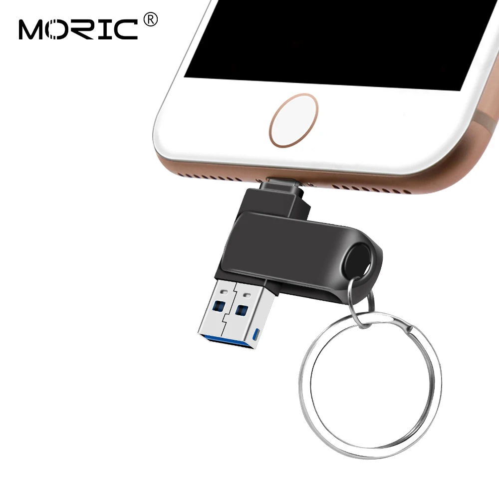 

USB флеш-накопитель 32 ГБ, 64 ГБ для iPhone 8, 7 Plus, флеш-накопитель с разъемом Lightning на металлический, U-диск для iOS10, карта памяти 128 ГБ