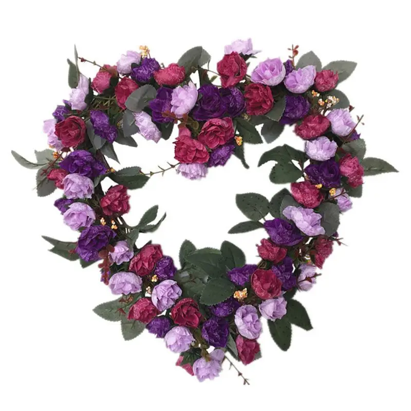 

Artificial Flowers Heart-shaped rose Wreath Spring Wreath Outdoor for front Door