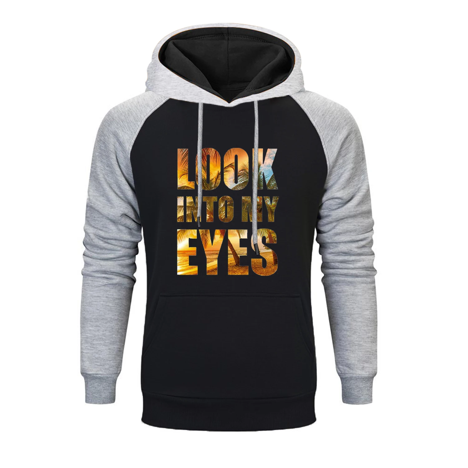 Толстовка мужская с надписью Look In My Eyes Модный свитшот в стиле хип хоп зимний