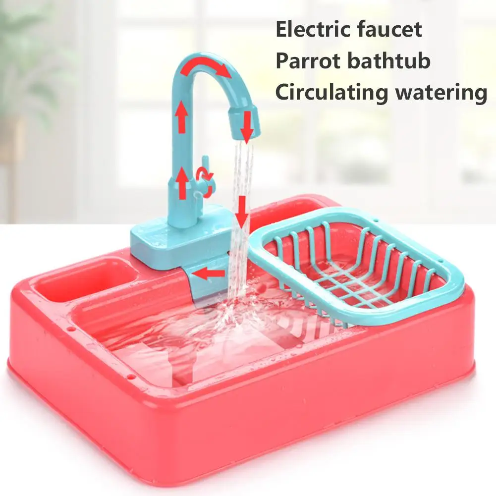Bird Feeder Automatic Parrot Bathtub Swimming Pool Faucet Bath Shower Water Dispenser Cage Bathroom Toys | Дом и сад