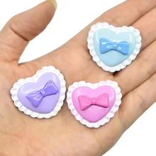 10 Pcs 34*31mm Love cake bow Flatback Resin Miniatures Toys DIY Crafts Phone Shell Patch Arts Kids Hair Accessories Materials