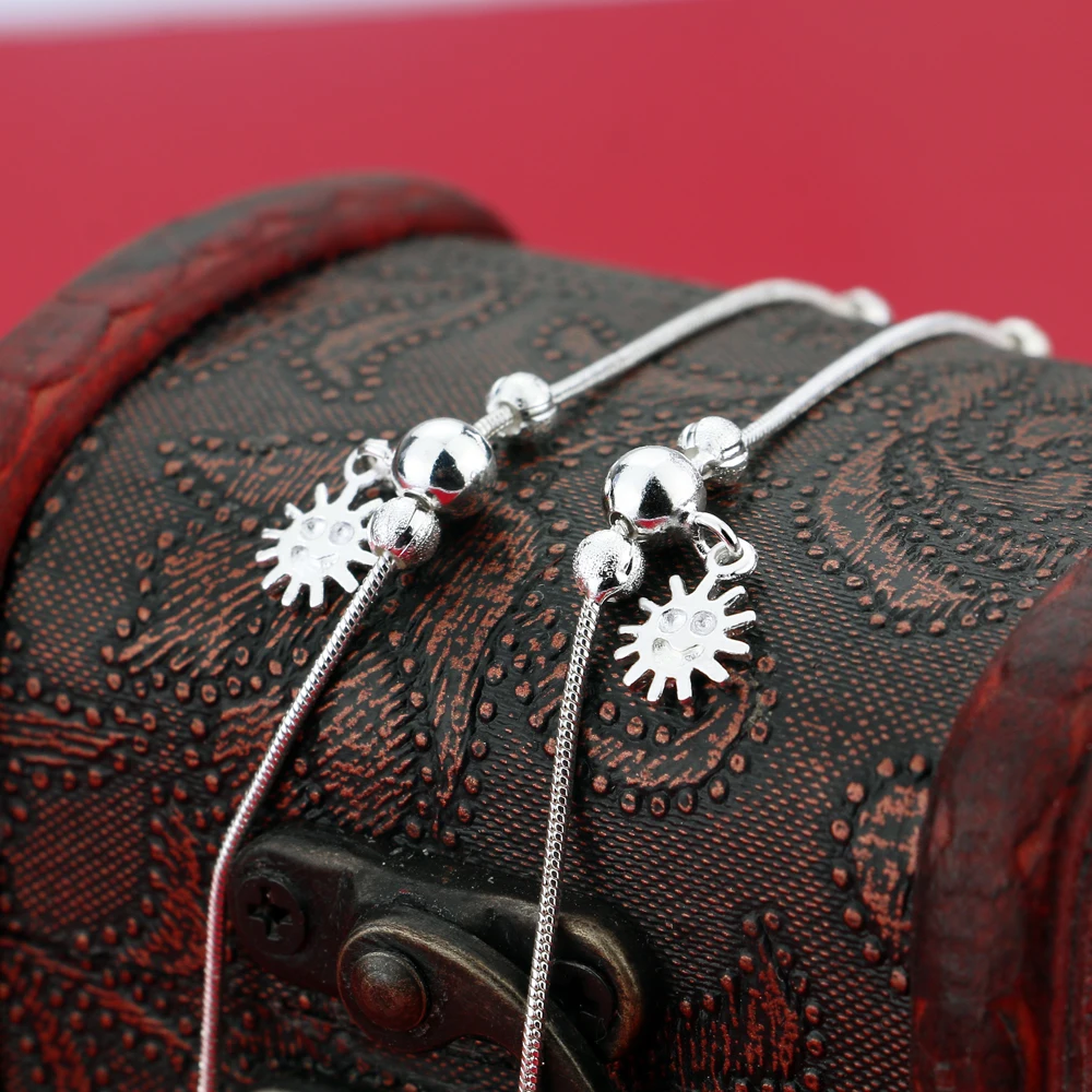 Летние 925 стерлингового серебра браслет на ногу женские шлепанцы с рисунком