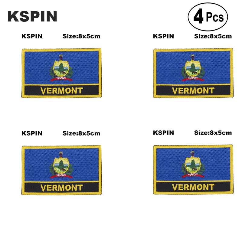 

U.S.A Vermont State Rectangular Shape Flag Iron on Saw on Patches Embroidered Flag Patches National Flag Patches for Clothing