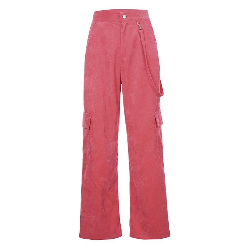 

Corduroy ribbon draped wide leg straight casual pants women's 2021 summer new women's wear