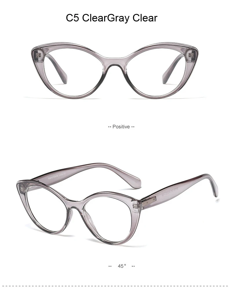 Fashion Cateye Glasses Frame Women USA StyleTrendy Oval Eyeglasses Frame Vintage Clear Lens Glasses Optical Spectacle Frame