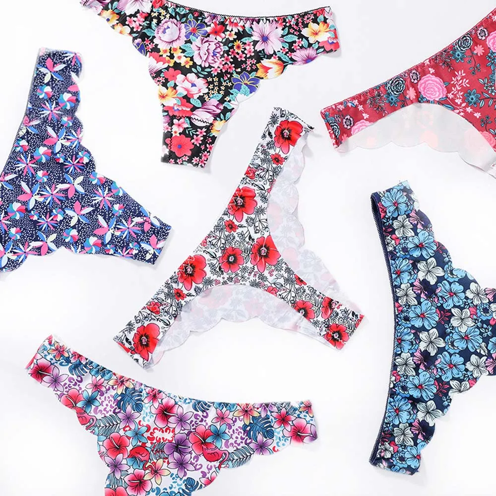 1 шт. женское нижнее белье бесшовные трусики с цветочным принтом g-стринги женские
