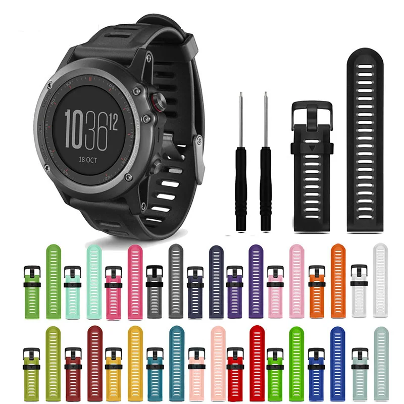 Мягкий силиконовый сменный спортивный ремешок для часов для Garmin Fenix 3 3HR ремень Металлические наручные часы браслет для Fenix3