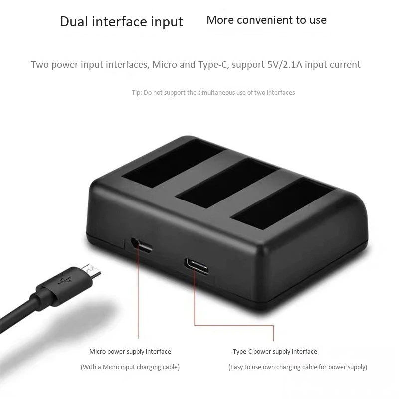 

3-In-1 Camera Charger Mini and Type-C Dual Power Input Charging Kit for OSMO Action Camera