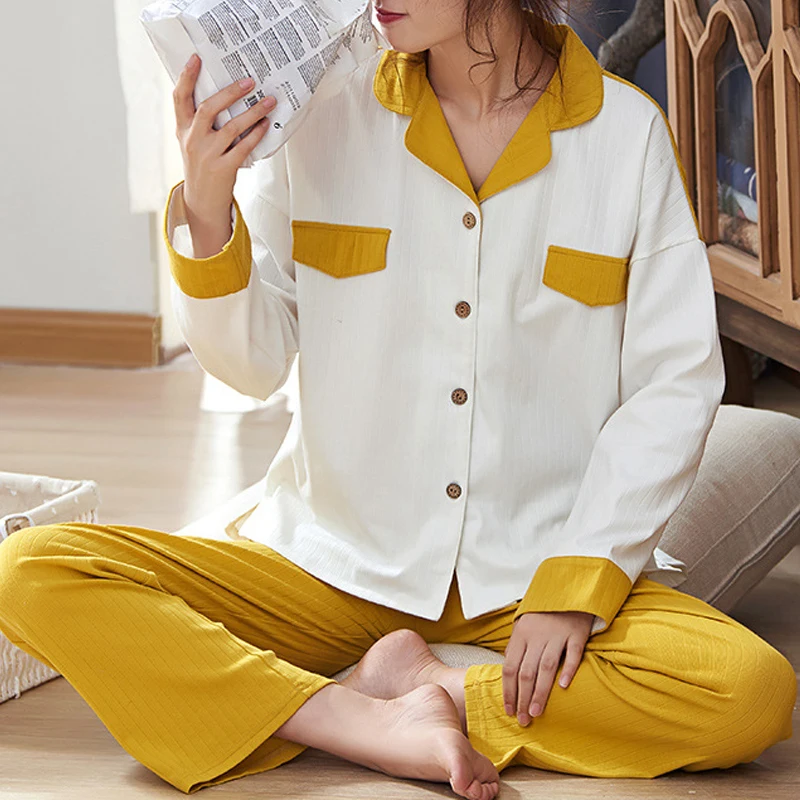 Женские пижамы из хлопка милые для женщин комплект двух предметов сексуальная