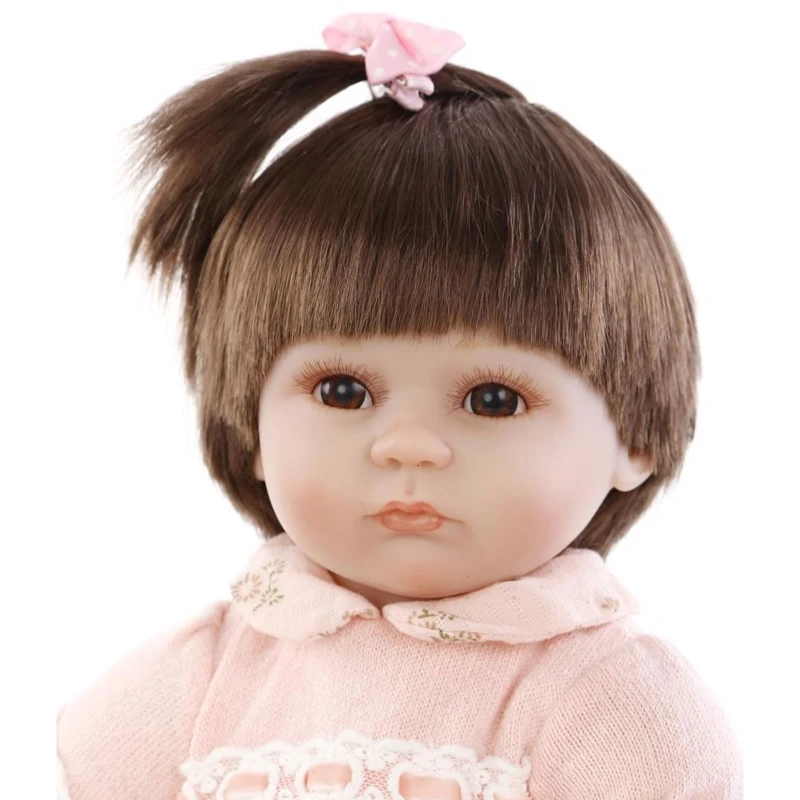 

17 inch Lovely Reborn Baby Girl Dolls Toddler Realistic Silicone Short Hair Toy 54DA