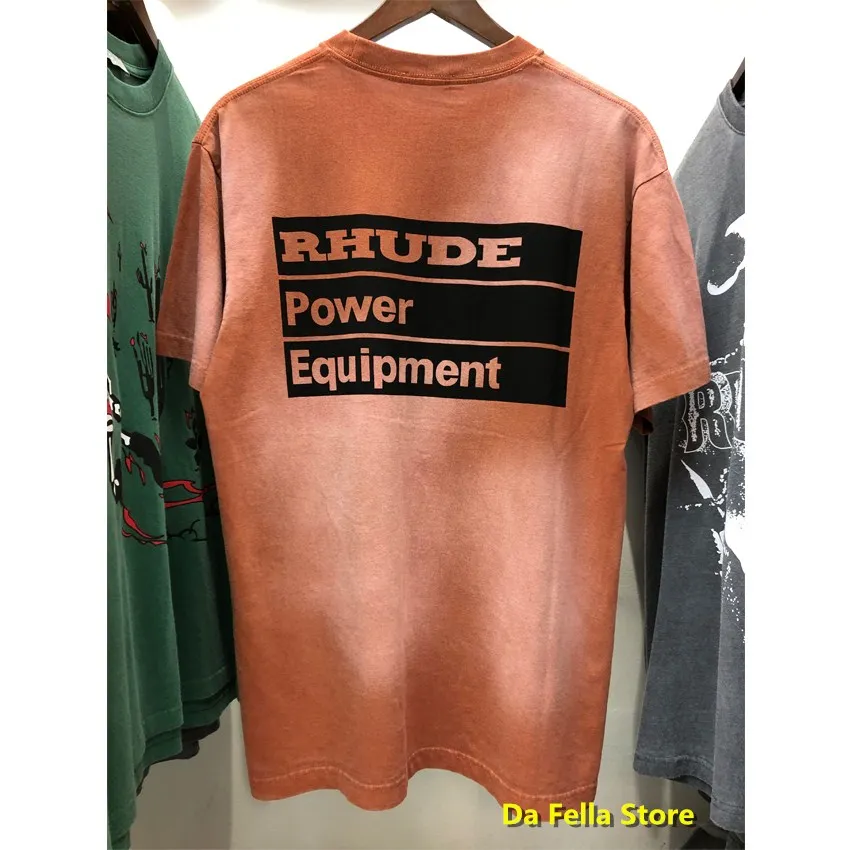 RHUDE POWER EQUIPMENT TEE 2020 Мужская и женская футболка Tie Dye футболки из хлопка с тяжелым