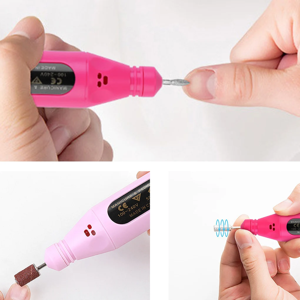 Горячая электрическая дрель для ногтей пилка ручка педикюра 6 бит светодиодный