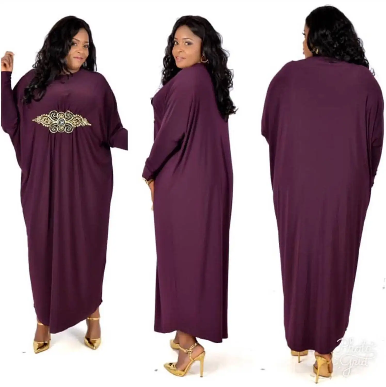 

Elegant Dashiki Boubou Maxi dresses Plus size Long Sleeve Muslim women dresses African dresses for women