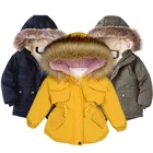 Детское Стеганое пальто, джинсовая куртка для девочек, теплая зимняя стеганая куртка с мехом для малышей, утепленная