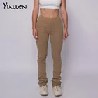 Осенние модные новые обтягивающие эластичные однотонные брюки-стрейч Yiallen с высокой талией для женщин, Повседневная Уличная одежда, брюки-карандаш Y2K