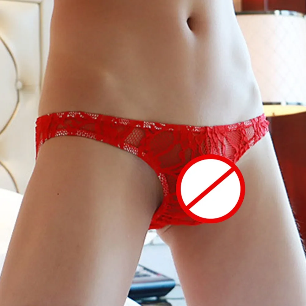 Men Sexy See-Through Low Waist Briefs Underwear G String Lace Underpants Cock Pouch Gay Men Undies Butt Lifting Lingerie