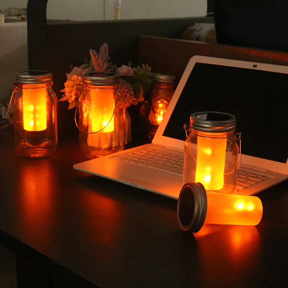 

4 шт., светильник на солнечной батарее, с имитацией пламени