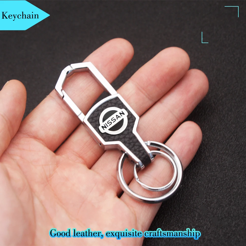 

3D Metal Alloy Car Logo Emblem Keychain KeyRing Leather Braided Buckle For NISSAN Tiida Teana ALTIMA SYLPHY MURANO KICKS QASHQAI