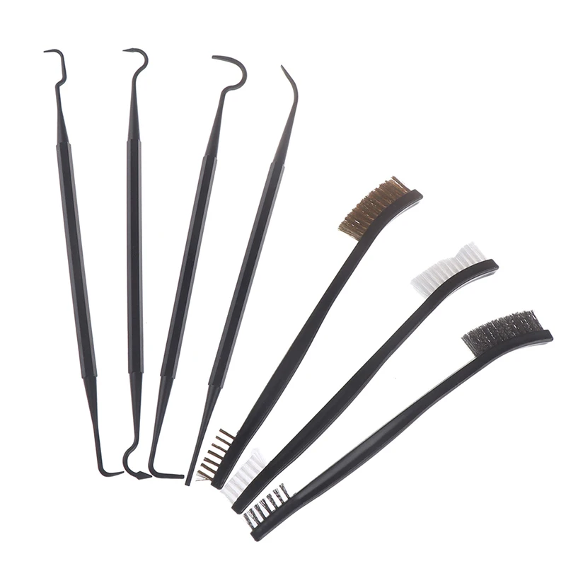 

7pcs/Set 3pcs Steel Wire Brush + 4pcs Nylon Pick Set Universal Gun Hunting Cleaning Kit Tactical Rifle Pistol Gun Cleaning Tools