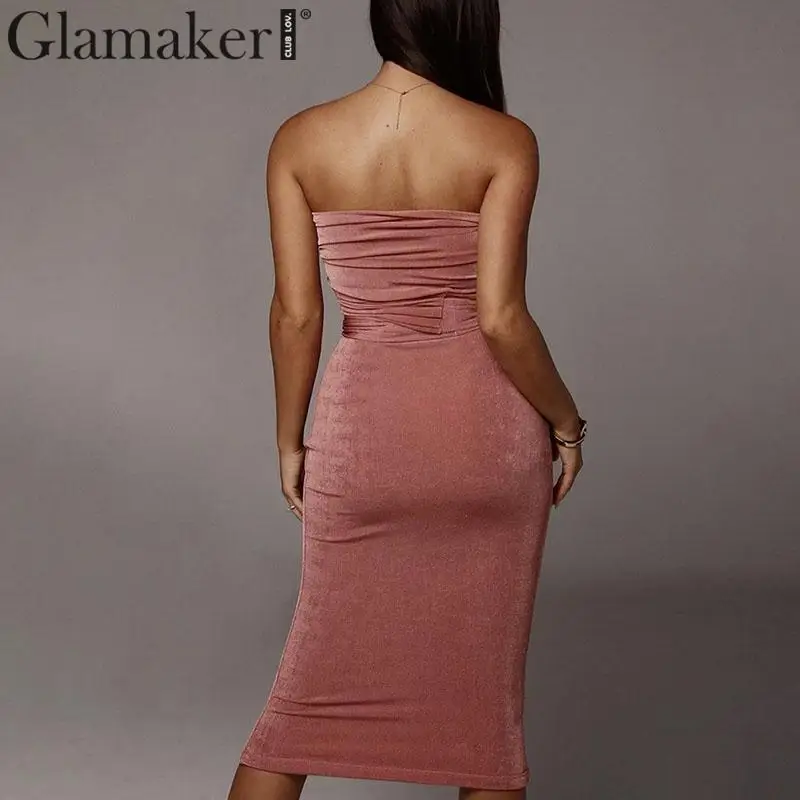 Glamaker, трикотажное сексуальное облегающее платье миди с открытыми плечами, женское элегантное платье с открытой спиной, осенне-зимнее женское длинное вечернее платье с бантом
