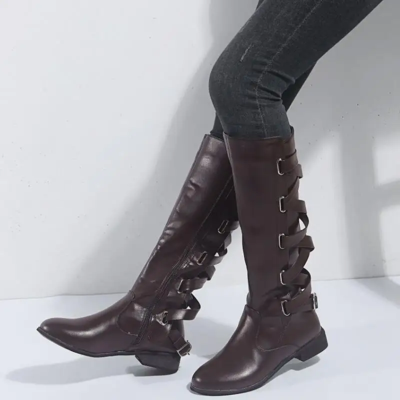 Размера плюс 34 43 женские облегающие высокие сапоги обувь на плоской подошве