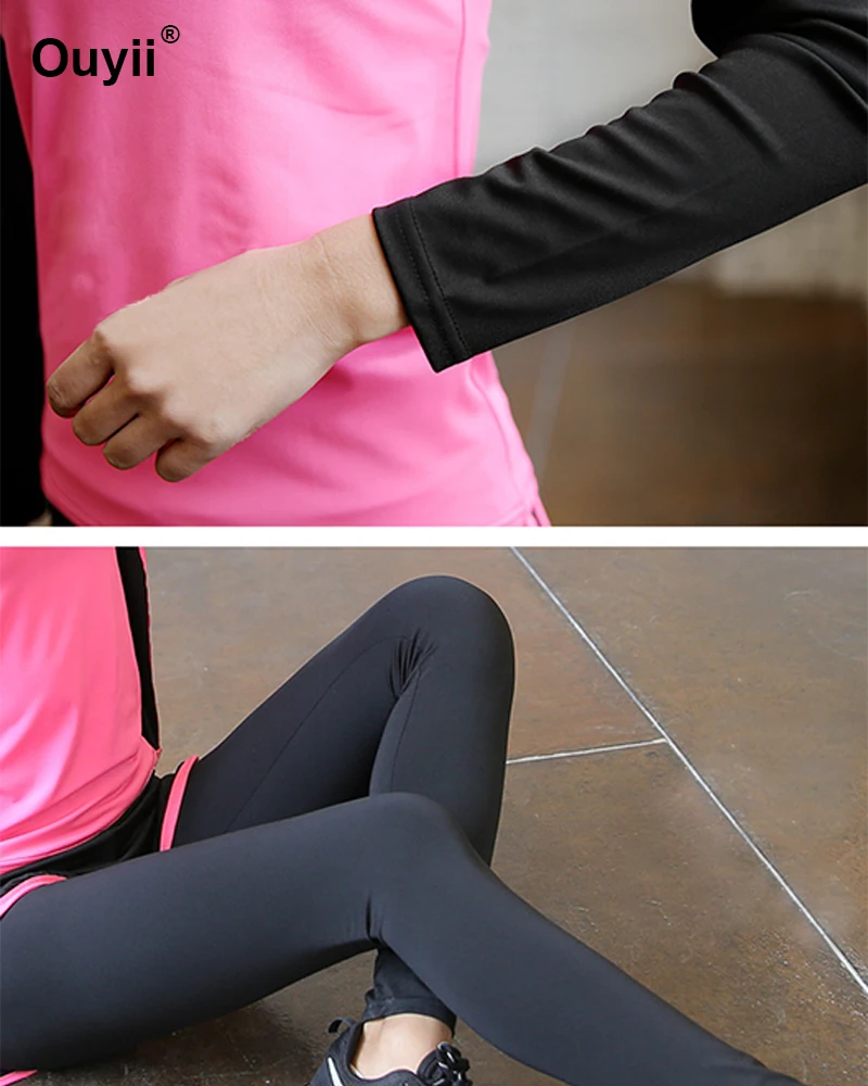 Women Sport Leggings Suit 2 Pieces Set Dance Yoga Practice Long Slevees Tight Stretch Fitness Running Spoerswear | Спорт и