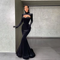 velvet sexy elegant mermaid evening dresses long sleeves high neck women long formal party pageant gowns plus size custom made