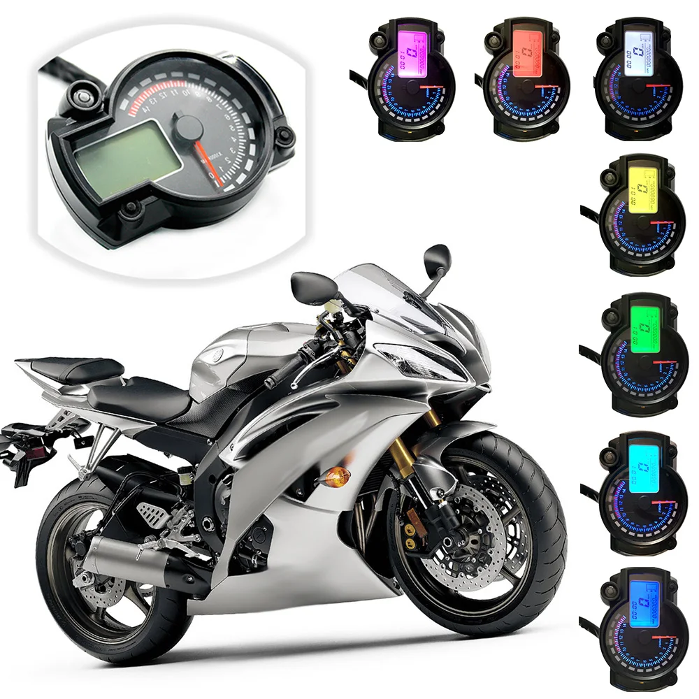 

Motorcycle Speedometer Instrument LCD Digital Tachometer Gauge Odometer 7Colors Warning Light For RX2N 4 Cylinders 400CC 5000rpm