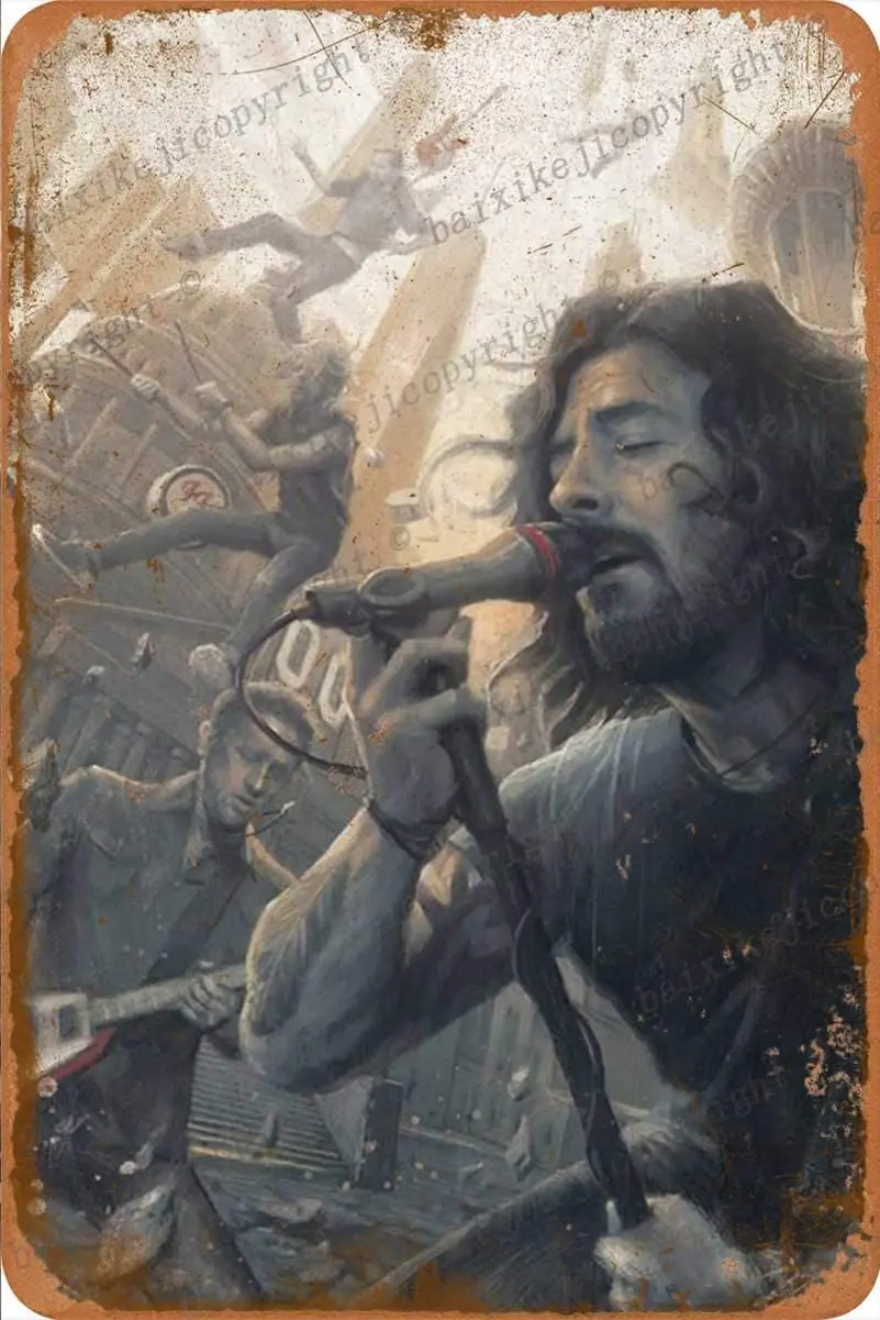 

Foo Fighters art poster Tin Sign Vintage Metal Sign Poster Home Wall Decor Cafe Bar Pub Club Gift