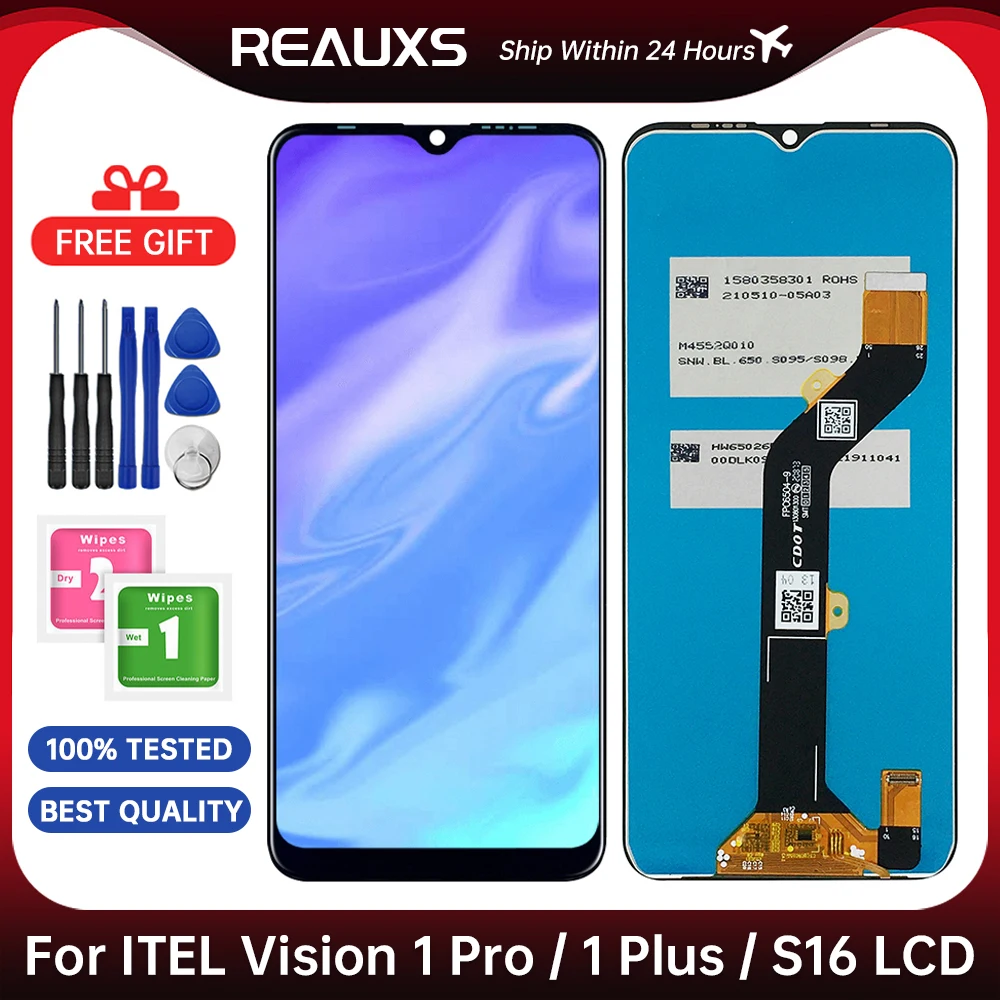 

ЖК-дисплей 6,6 дюйма для itel Vision 1 Pro L6502, детали для замены и ремонта ЖК-дисплея 1 Plus L6501 S16 W6502