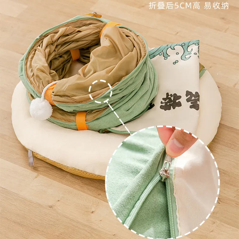 저렴한 고양이 터널 고양이 둥지 매트 사계절 유니버설 일본 고양이 통로 접이식 고양이 장난감 터널 그라운드 롤링 드래곤 애완 동물 용품