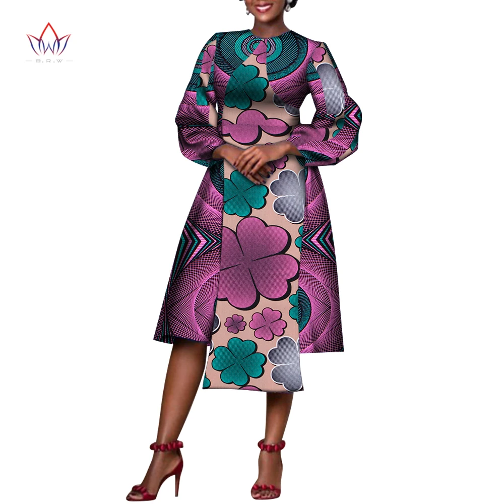 

Модные африканские платья для женщин базин богатые с длинным рукавом платье до колен африканская одежда Дашики вечерние нее платье WY6651