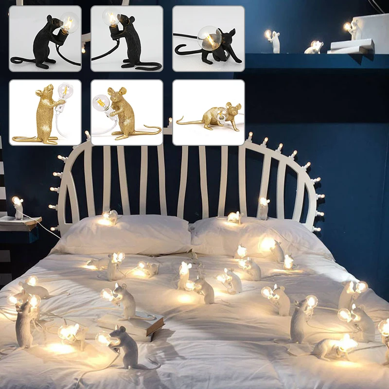 Современные смолы животных крыса стол с мышкой лампа маленькая мини мышь милый