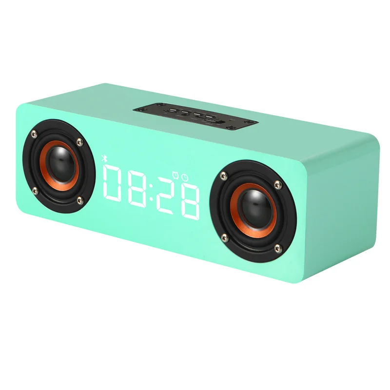 Wood Bluetooth Speaker LED Display Alarm Clock Support FM TF AUX Wireless Computer Phone PC Gift Idea Portable Subwoofer