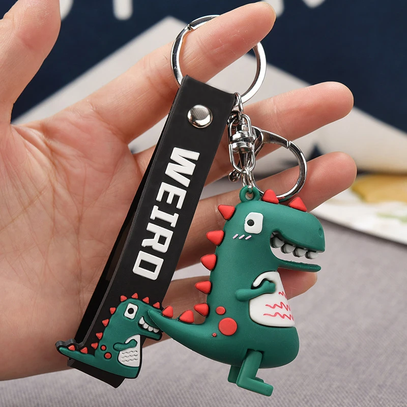 Модные брелоки из ПВХ с подвеской в виде мультяшного динозавра сумке держатель