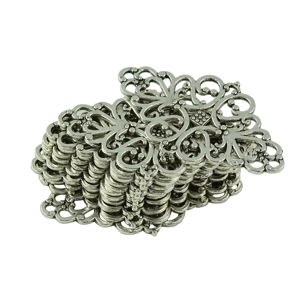 20 шт. Тибетский серебристый цвет филигранный цветочный узор коннектор для