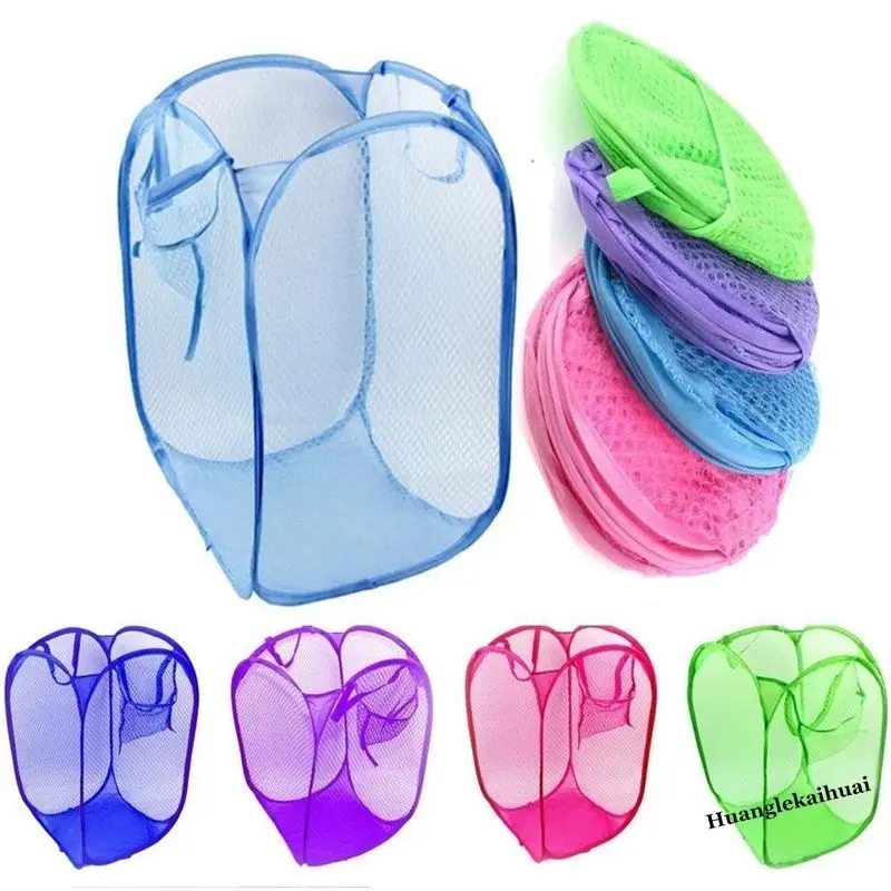 

Greetuny 1 x Random Colour, Foldable Mesh Laundry Basket Organizer for Bathroom, with Hanging Bag