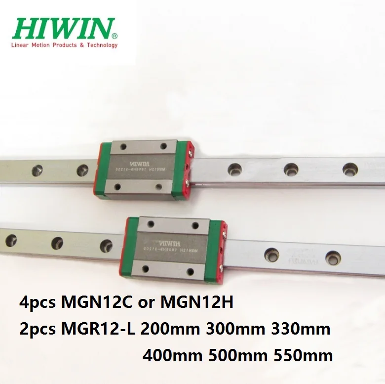 2 шт. оригинальные рельсы Hiwin MGN12 L 200 мм/300 мм/330 мм/400 мм/500 мм/550 мм + 4 блока MGN12C или