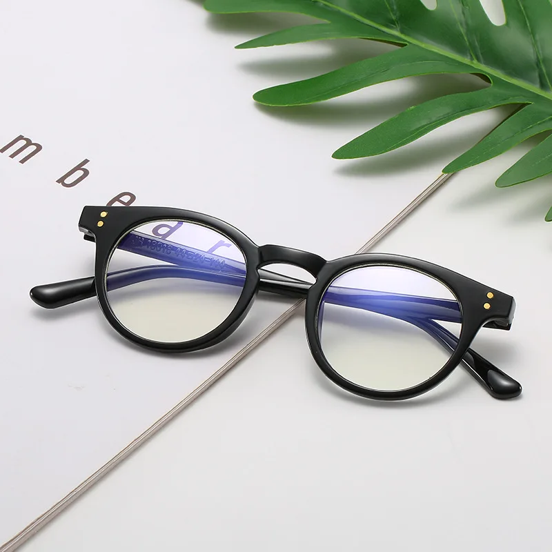 Черная оправа плоские светильник очки простые тонкие в стиле ретро женские