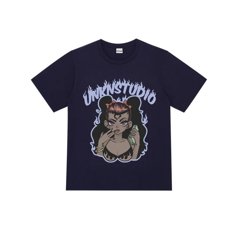 

Футболка мужская с коротким рукавом, модный топ в стиле Харадзюку, комикс, в стиле хип-хоп, оверсайз, Повседневное платье для влюбленных, сер...