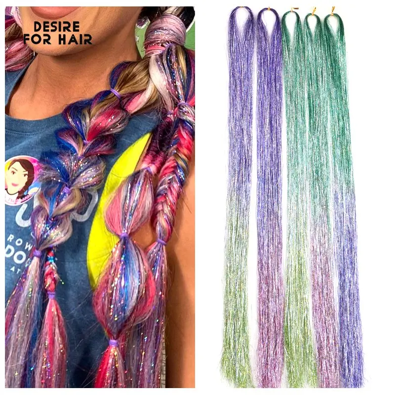 Удлинители волос Desire For Hair с блестками двойными кончиками 120 см - купить по