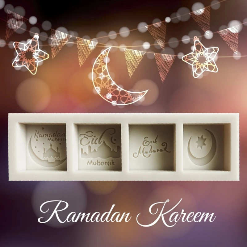 

Eid Mubarak Words Silicone Mold Fondant Mousse Cake Chocolate Decorating Mould DIY Baking Tools