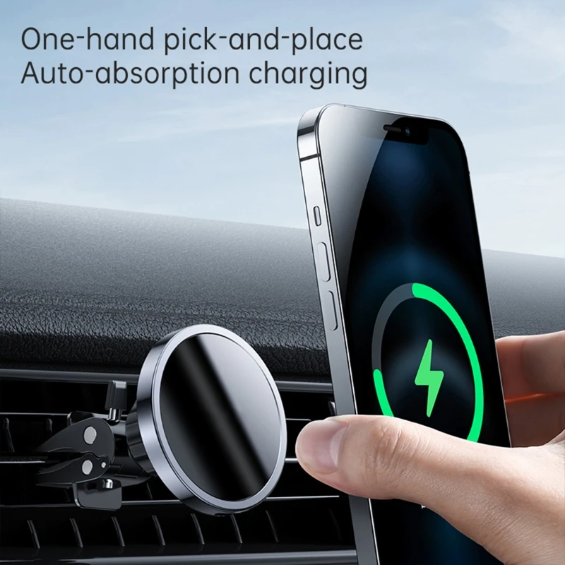 

15W Fast Charging air outlet mobile phone holder For -iPhone 12,12 Pro Max magnetic wireless car Charger Mount