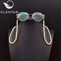 xlentag handmade natural pearl ladies double glasses hanging hairpin wedding supplies gifts fashion jewelry no glasses gh0034