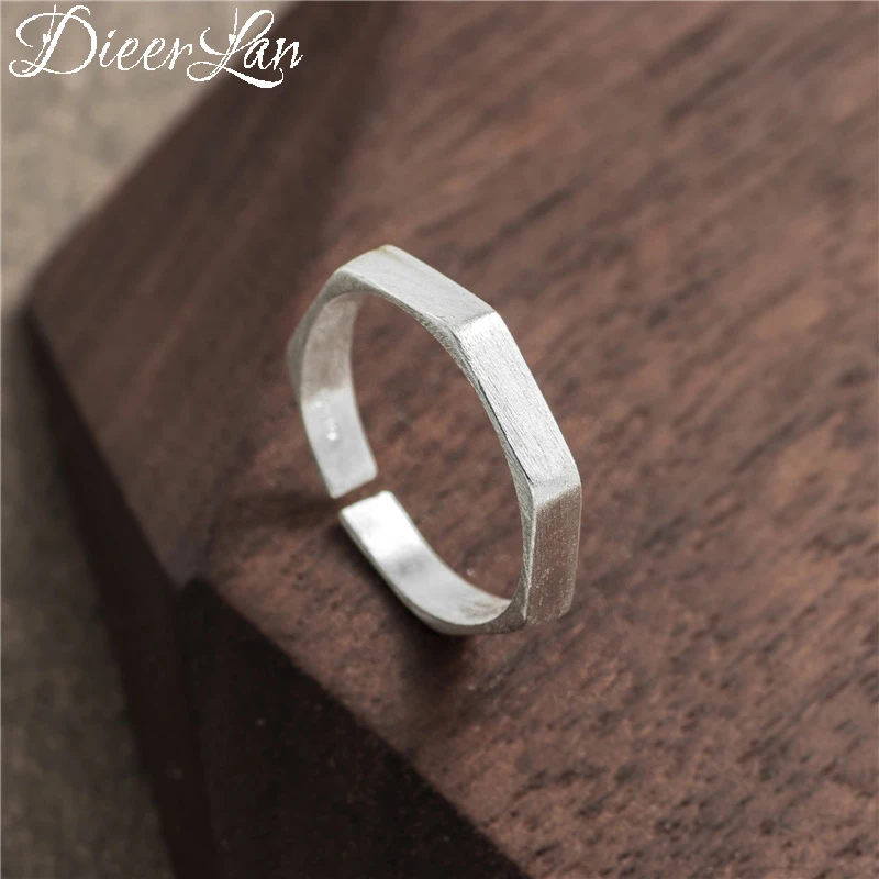 

New 100% Real 925 Sterling Silver Hexagon Rings For Women Big Finger Rings For Unisex Jewelry Men