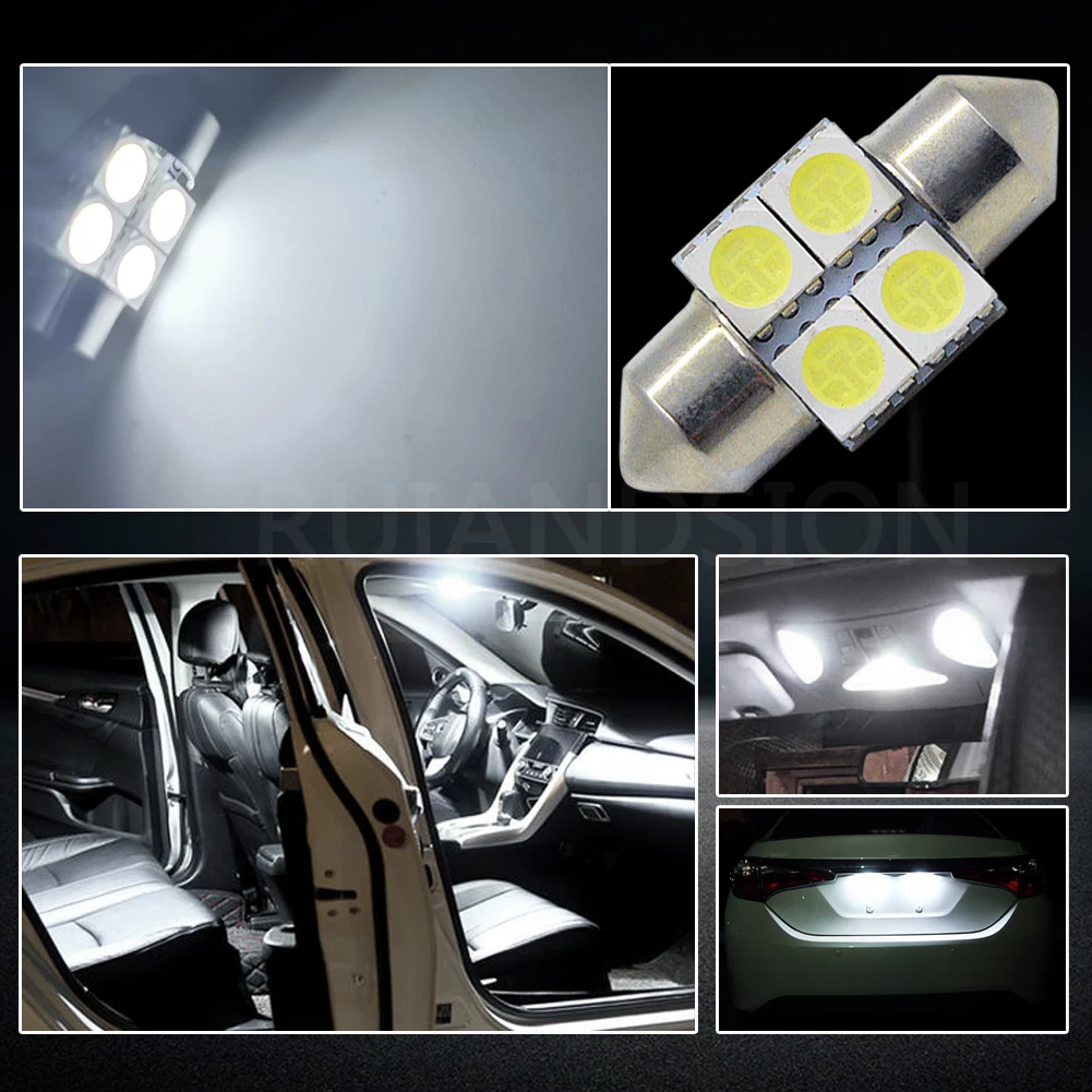 Светодиодный светильник для салона автомобиля 2 шт. 28 мм 5050 4SMD C5W|Сигнальная лампа|