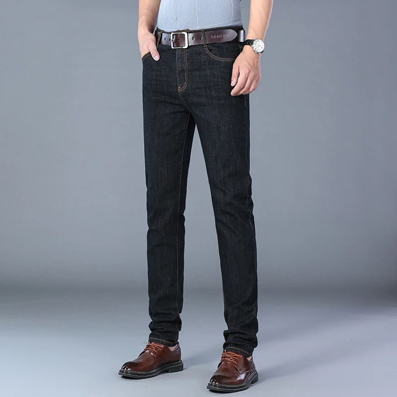 Autumn Men's Jeans Straight Business Loose Pants Middle-Aged Men's Elastic Casual Pants