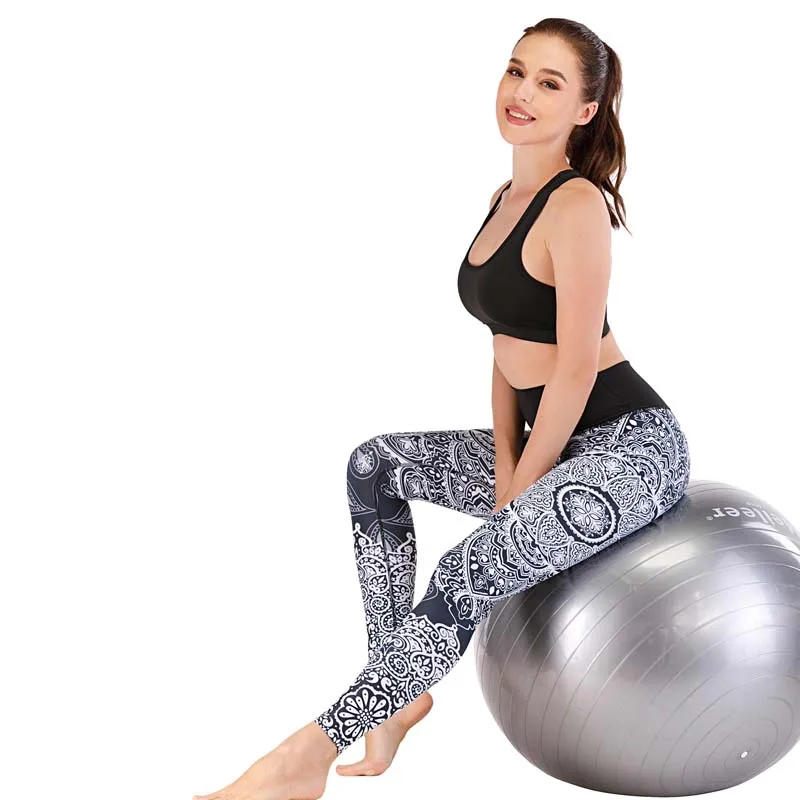 Штаны для йоги с этническим принтом спортивные Леггинсы штаны фитнеса высокое