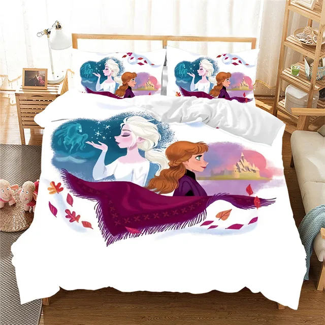 Комплект постельного белья Disney Blue Frozen Anna Elsa Queen King детский пододеяльник для